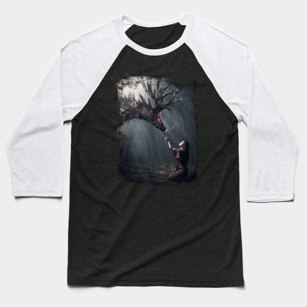 Spirit Animal Native American Fantasy Forest Baseball T-Shirt by AltrusianGrace